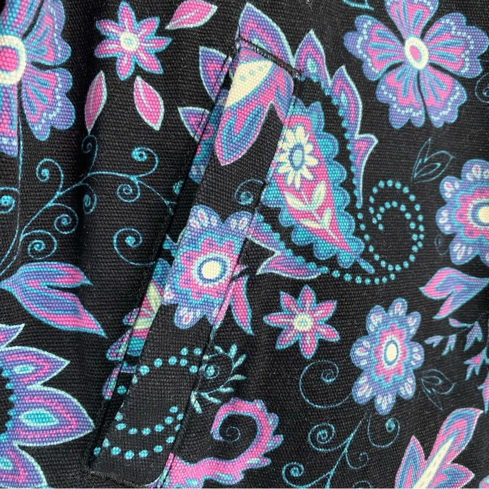 The Tog Shop Purple Black Paisley Floral Twill Jacket Petite Med